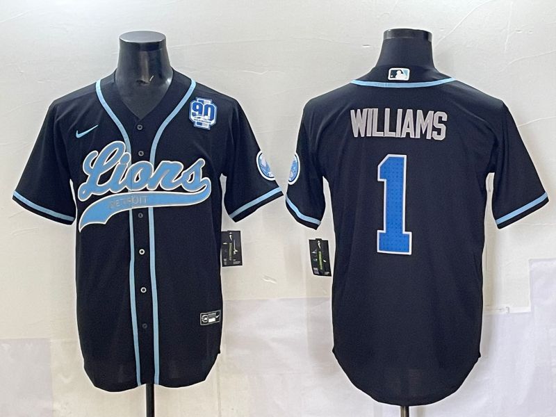 Men 2025 Detroit Lions #1 Williams Black  joint name 2024 Nike Limited NFL Jersey style 5